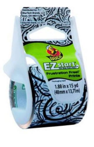 Duck Brand EZ Start Packaging Tape Midnight Paisley Print 1.88&#039;&#039; x 15 yards