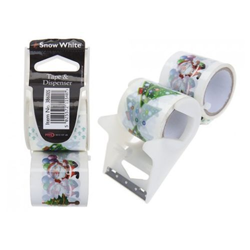 2 X Xmas Tape With Dispenser Christmas Wrapping Decoration Accessory Cellotape