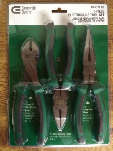 COMMERCIAL ELECTRIC 3-PIECE ELECTRICIAN&#039;S TOOL SET PLIERS 7 &amp; 8 &#034; 100 257 715