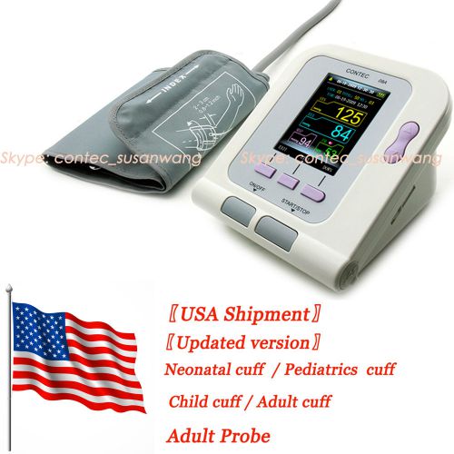CONTEC08A Digital Blood Pressure Monitor SPO2 Probe+4 Cuffs+software?USA?
