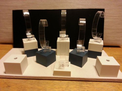Fossil watch / bracelet display stands, blue / cream in color for sale