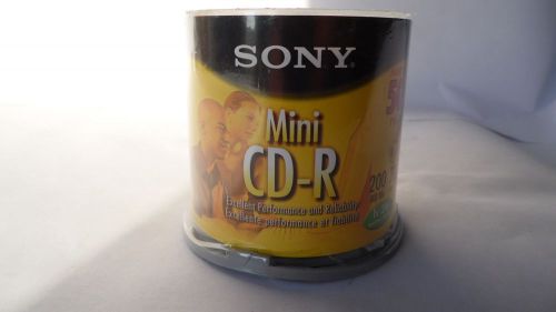 50 Sony Mini CD-R 200MB 22 Min Minute 1x-24x Discs Disks MiniDiscs. 50 Pack.