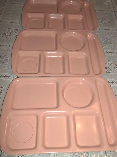 Lot of 3 Vistron Prolon 6 Compartment Lunch Food Tray Pink School Home 9853