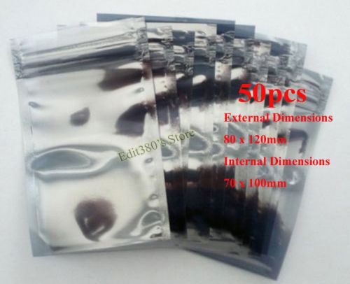 50pcs New ESD Anti-Static Shielding Bags 80 x 120mm 8 x12cm 3.2&#034; x 4.7&#034; Zip Lock