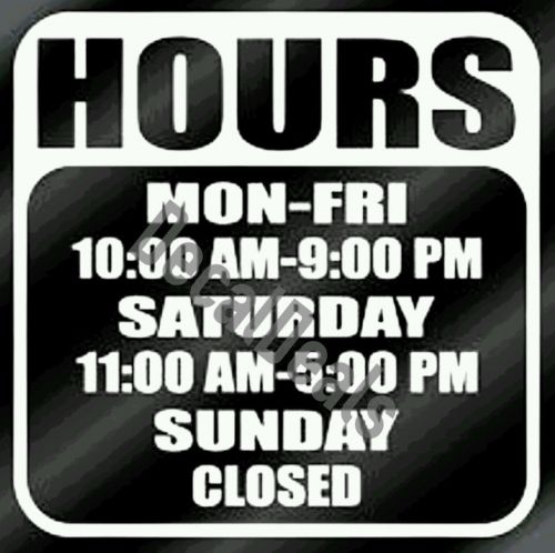 8&#034;X10&#034; CUSTOM BUSINESS HOURS DECAL WINDOW STICKER BLACK/WHITE STORE