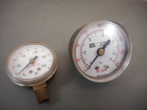 Lot of 2 pressure gauges, 0-160, 0-200 psi, watts, u.s. gauge, work for sale
