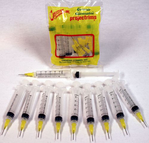 Precision applicator 5cc syringe w/20 gauge yellow tip -glue, henna -10 pack for sale
