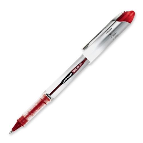 LOT OF 12  Uni-Ball Vision Elite Rollerball Pen -Red Ink -Light Gray - SAN69023