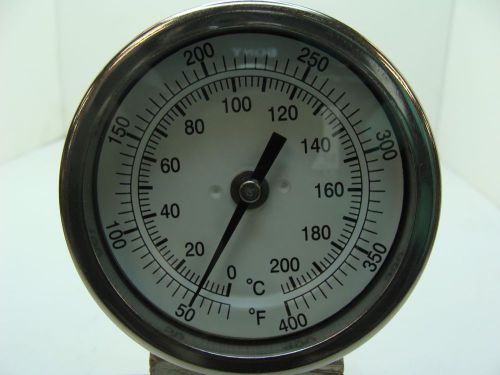 3&#034; bimetal thermometer back mount 12&#034; stem 1/2&#034; npt 50 degrees f~400 degrees f for sale