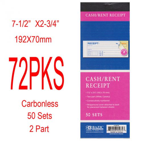 72 pieces 2 part carbonless cash/rent receipt books forms invoice 50 sets for sale