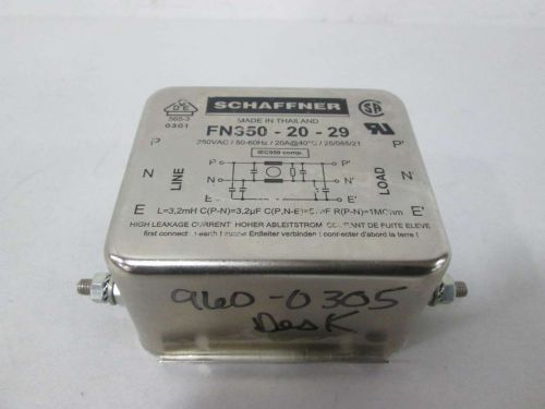 New schaffner fn350-20-29 power line filter 250v-ac 20a amp d350810 for sale