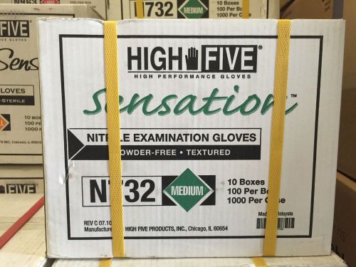 High Five Sensation Nitrile Exam Gloves, Medium, N732 (Case of 10 boxes)
