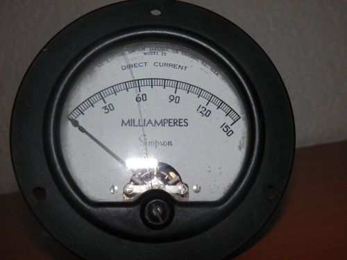 Vintage Simpson Milliamperes DC 0-150 Analog Panel Meter Gauge Model 25 #4691