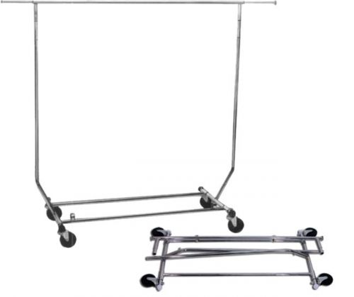 Orange display single bar collapsible rolling rack for sale