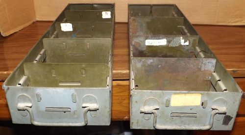 Vintage industrial metal storage bin drawer 18&#034; x 2.5&#034; x 5.75&#034; decor army green for sale