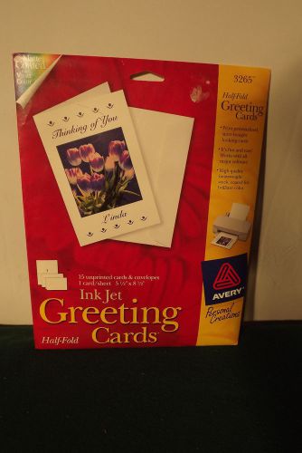 Avery 3265 Inkjet Greeting Cards 15 Unprinted Half Fold Cards &amp; Envelopes NEW