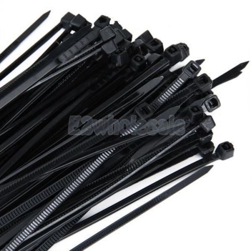 Black pack of 100pcs 7.7&#034; 7.7 inch network cable wire tie strap zip nylon cord for sale