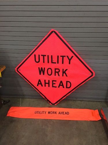 Usa-sign c/36-sbfo-3fh-hd utility work ahead orange road sign 36&#034; x 36&#034; for sale