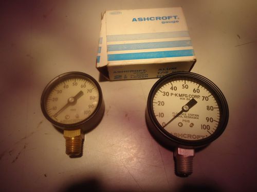 Ashcroft,  pair of air gauges   up to 100 PSI ____________________A-219