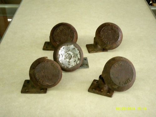 Set of 5  vintage  industrial metal swivel casters/ cart wheels for sale