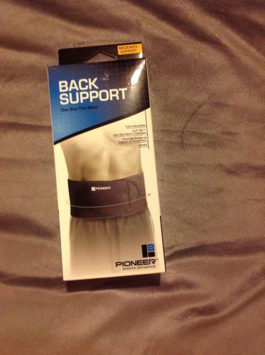 PIONEER BACK SUPPORT One Size Fits Most Moderate Support BLACK New In Box
