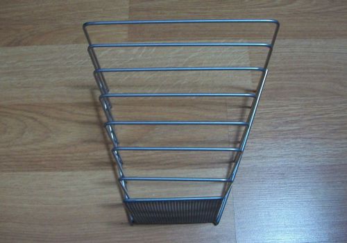 MESH / WIRE VERTICAL FILE STEP SORTER - SEVEN SECTIONS GRADUATED SLOTS - SILVER