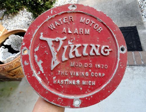 vintage VIKING WATER MOTOR ALARM Cast Aluminum Plate HASTINGS, MICHIGAN mi