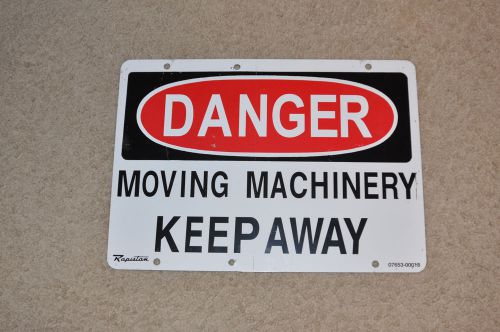 Lot of 5 aluminum &#034;Danger Moving Machinery Keep Away&#034; Safety Signs
