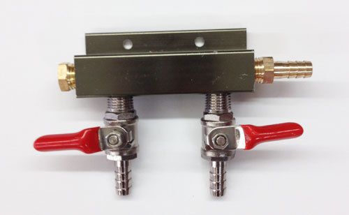 Co2 distributor - aluminum 2 - way gas manifold by learn to brew for sale