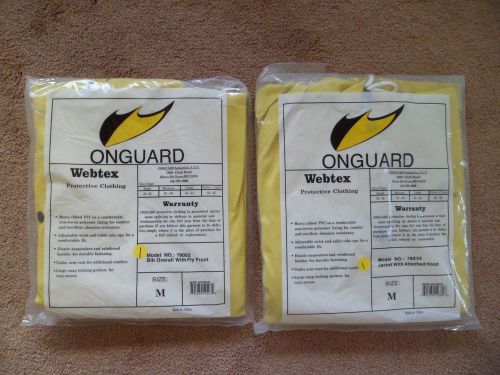 A. new onguard webtex 2-piece pvc on polyester suit  pants &amp; jacket yellow bibs for sale