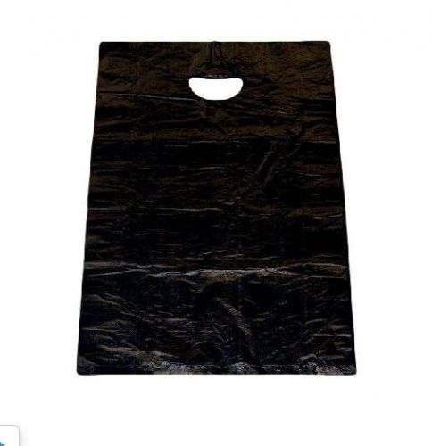 On sale 500  black plastic shopping bags diecut handle 13x3x21  retail party for sale