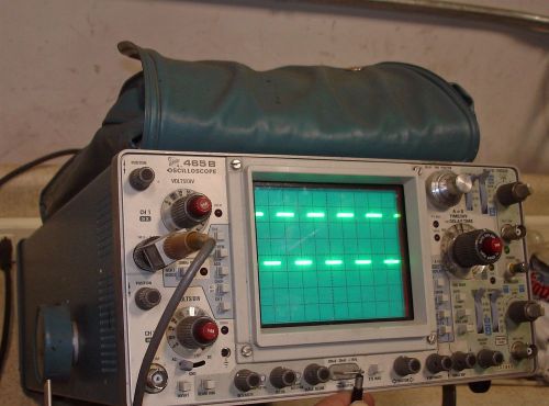TEKTRONIX 465B 100MHz Two Channel Oscilloscope w/ Pouch Manual Probe Power Cord