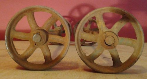 4 antique fairbanks platform scale cast iron 5&#034; cart wheels for hit miss engine for sale
