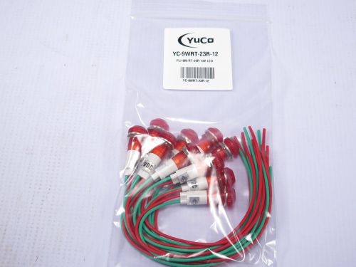 Lot of 100 yc-9wrt-23r-12 12v ac/dc 9mm red led pilot light wire-base ring+n for sale