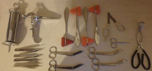 Medical tool lot!! Ear Syringe, speculum, trauma shears, forceps, suture tools