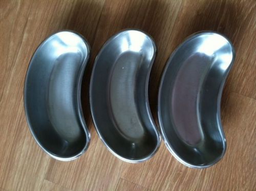 Lot of 3 stainless steel surgical medical emesis basin vintage military kidney for sale