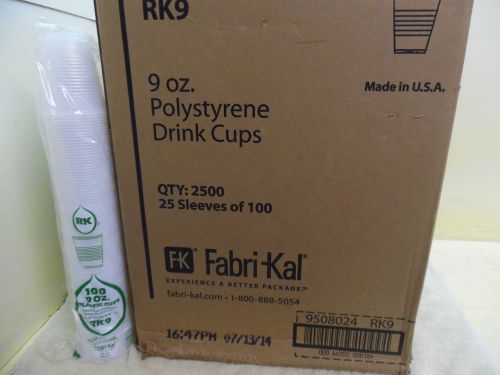 Case of 2500 Fabri-Kal 9 oz Polystyrene Clear Plastic Drink Cups RK9