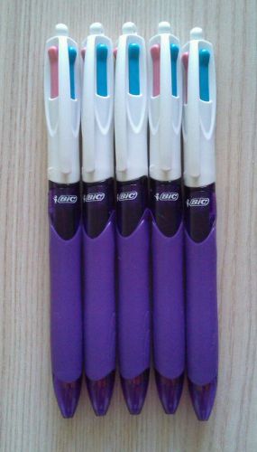 New original 5 x BIC 4 colour grip FASHION ball pen 4 FASHION INKS IN ONE PEN !!