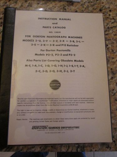 Gorton mills pantograph machine instruction &amp; parts manual for sale