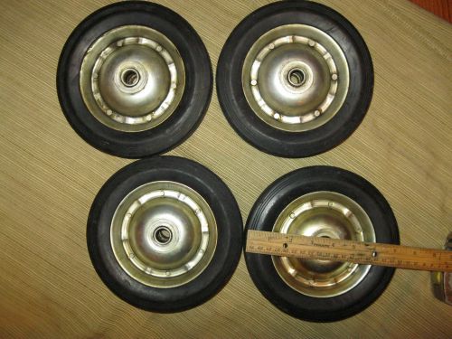 Set of 4- heavy duty solid rubber wheel 7 1/2&#034; x 2&#034; ( 5/8 hub) for sale