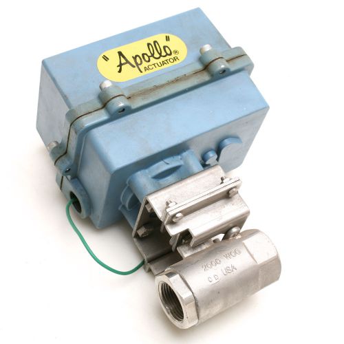 Apollo eva25 sf8m stainless steel valve 1&#034; npt with electric 115vac actuator for sale