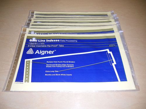 AIGNER lot DATA PROCESSING tabs GOLD LINE INDEXES - 8 sets of 6 - NEW &amp; SEALED