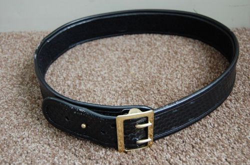 Bianchi Accumold Leather Basketweave Duty Belt, Brass Buckle, Size 38, Used