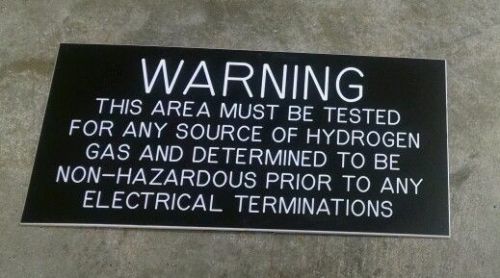 WARNING sign for Hydrogen gas prior to Electrical Terminations -Black with White