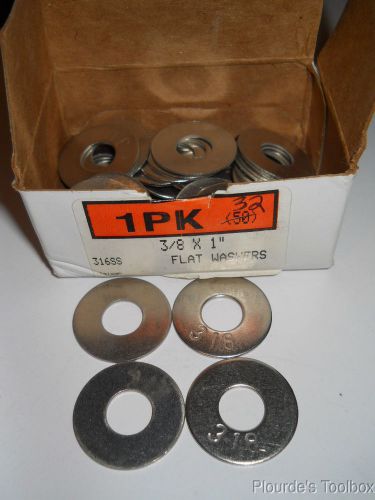 Lot of (32) unbranded 316 stainless steel 3/8&#034; x 1&#034; flat washers for sale