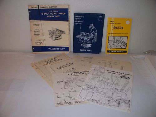 Sears Craftsman Tilting Arbor Job-Fitted Bench Saw Manual Instructions Handbook