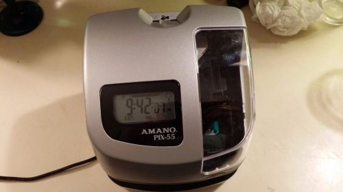 Amano pix-55 atomic time clock auto/manual stamp &amp; clock for sale