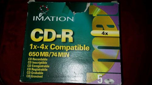 NEW Lot 5 CD-RW 1x-4x ReWritable CD COMPATIBLE 74MIN/650MB IMATION