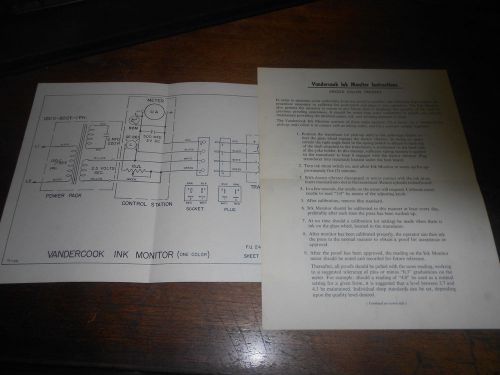 Vandercook &amp; Sons (Letterpress/Proof Press) Ink Monitor Instructions