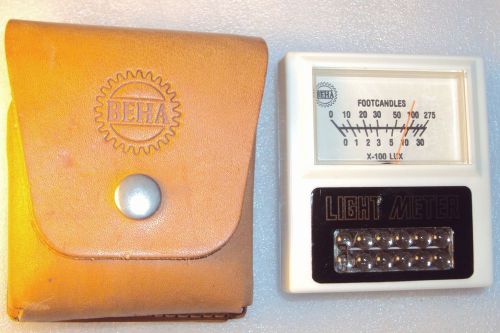 BEHA Light Meter, Leather Case, Vintage Reading Footcandles Illumination Levels